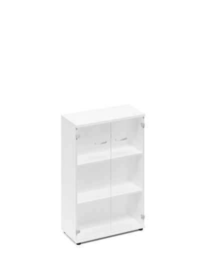 Шкаф средний со стеклом белый премиум