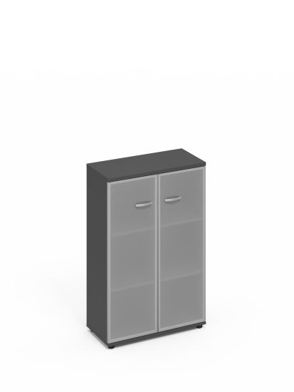 Шкаф средний со стеклом в алюминиевой рамке антрацит премиум