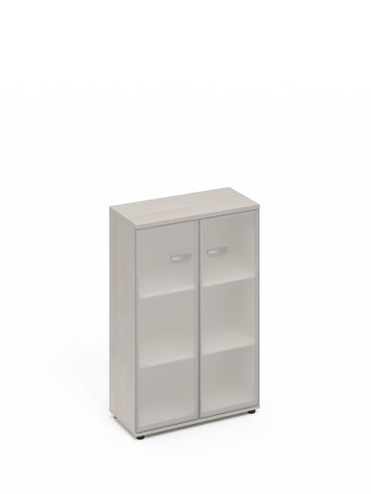 Шкаф средний со стеклом в алюминиевой рамке дуб шамони