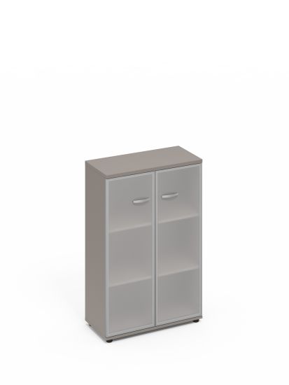 Шкаф средний со стеклом в алюминиевой рамке мокко премиум