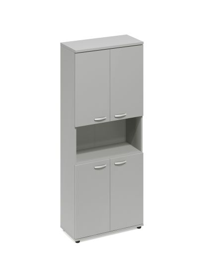 Шкаф для документов 4-дверный с открытой нишей серый