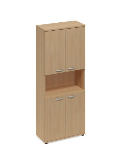 Шкаф для документов 4-дверный с открытой нишей натуральный дуб