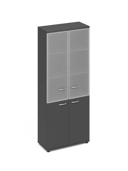 Шкаф стеклянные дверцы стенка ДСП антрацит премиум