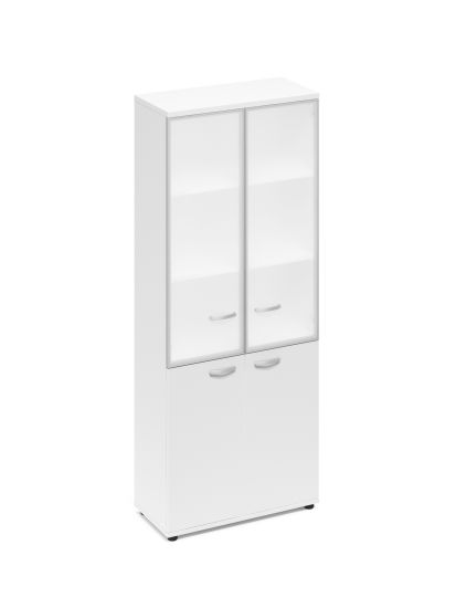 Шкаф стеклянные дверцы стенка ДСП белый премиум