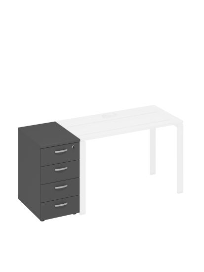 Тумба приставная 4-х ящичная с замком антрацит премиум