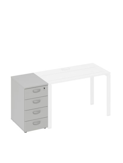 Тумба приставная 4-х ящичная с замком серый