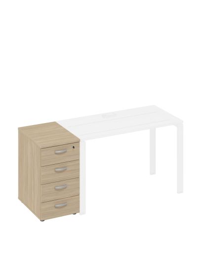 Тумба приставная 4-х ящичная с замком дуб скандинавский