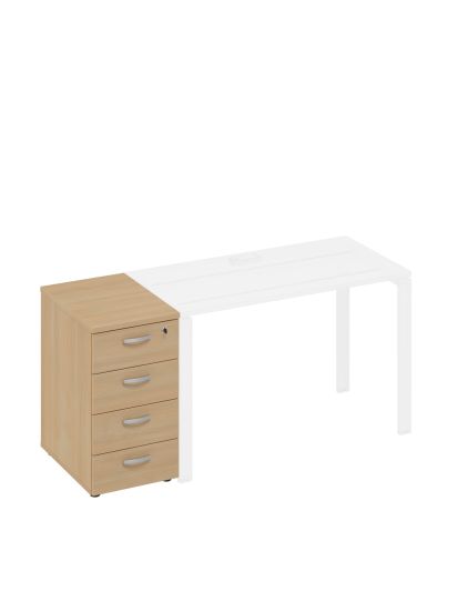 Тумба приставная 4-х ящичная с замком натуральный дуб