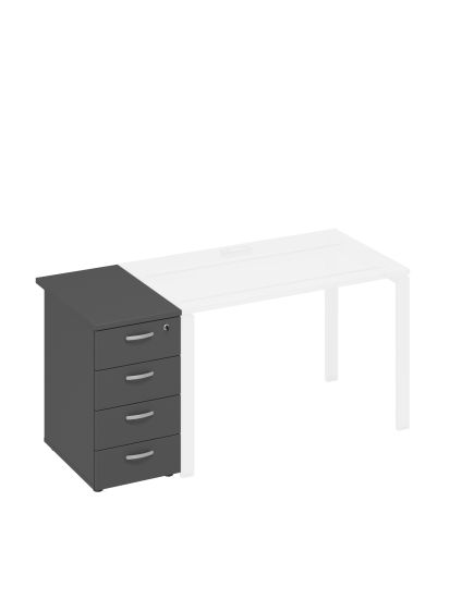 Тумба приставная 4-х ящичная с замком антрацит премиум