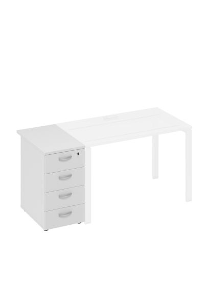 Тумба приставная 4-х ящичная с замком белый премиум