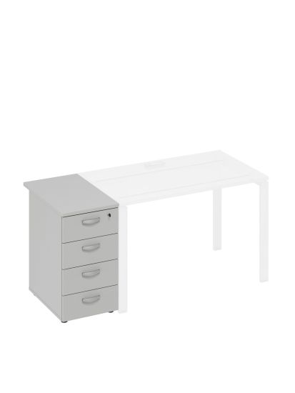 Тумба приставная 4-х ящичная с замком серый