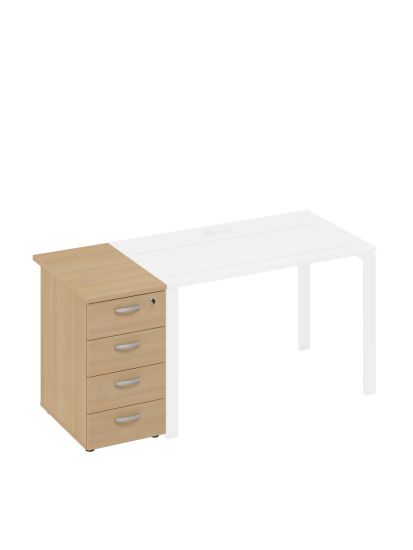 Тумба приставная 4-х ящичная с замком натуральный дуб