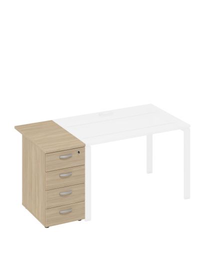 Тумба приставная 4-х ящичная с замком дуб скандинавский