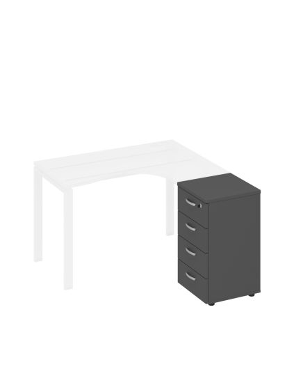 Тумба приставная 4-х ящичная с замком антрацит премиум