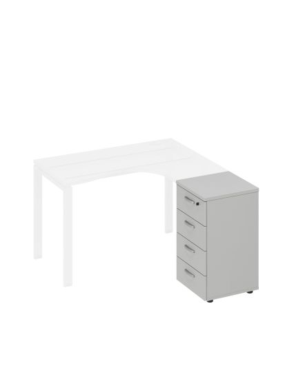 Тумба приставная 4-х ящичная с замком серый