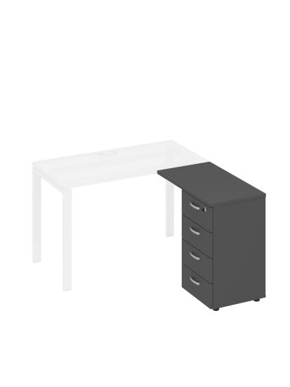 Тумба приставная 4-х ящичная с замком антрацит премиум