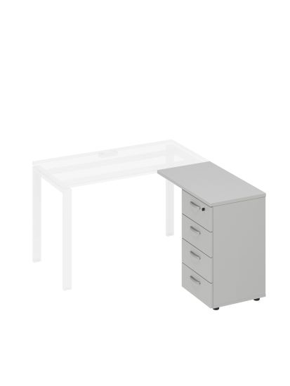 Тумба приставная 4-х ящичная с замком серый