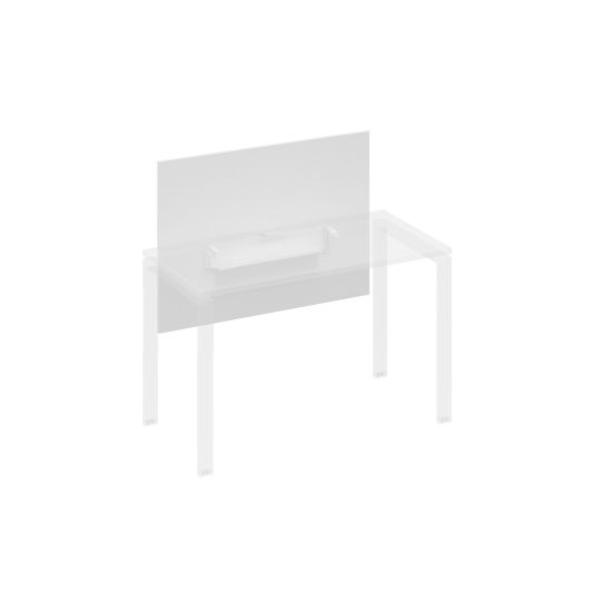 Экран настольный фронтальный большой для стола 120 с кабель-каналом белый премиум / металлокаркас белый