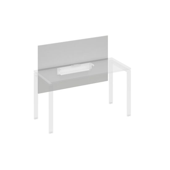 Экран настольный фронтальный большой для стола 140 с кабель-каналом серый / металлокаркас белый