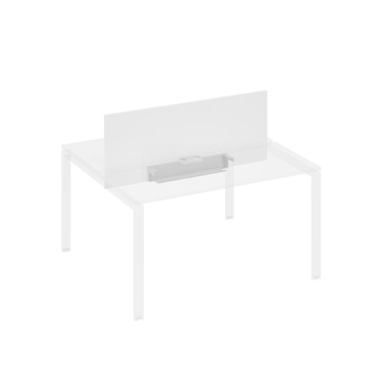 Экран настольный фронтальный для стола 140 с двумя кабель-каналами белый премиум / металлокаркас серый