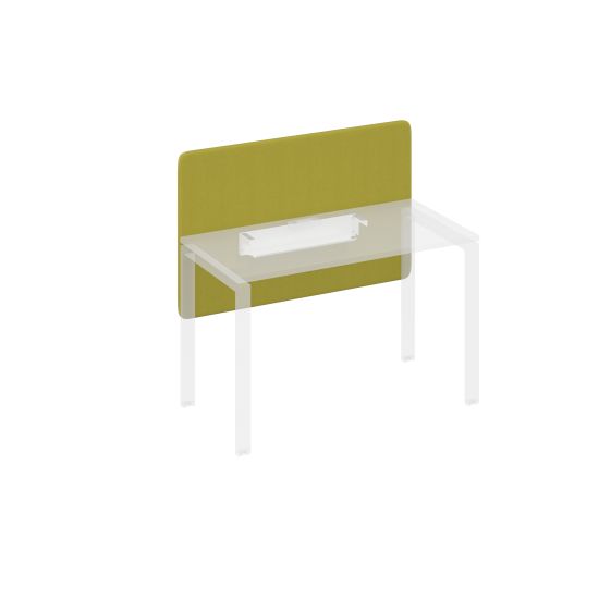 Экран фронтальный тканевый мягкий с кабель-каналом для стола 120 фисташковый / металлокаркас белый