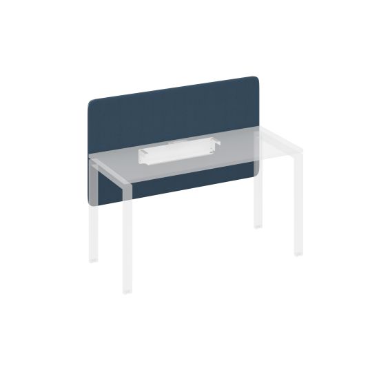 Экран настольный фронтальный тканевый для стола 140 синий / металлокаркас белый