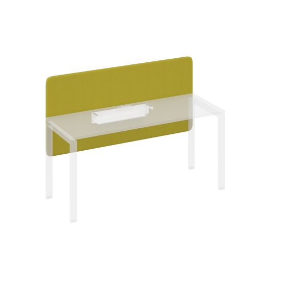 Экран для стола 160 фронтальный тканевый с кабель-каналом фисташковый / металлокаркас белый