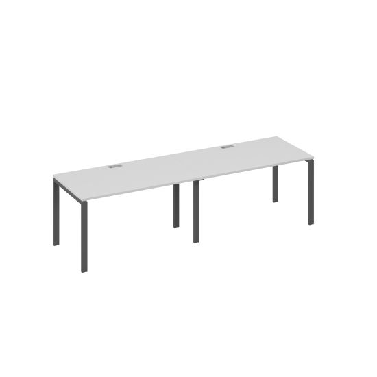 Станция на каркасе UNO столы 2х140 серый / металлокаркас антрацит