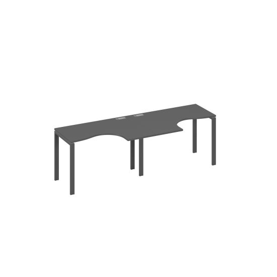 Рабочая станция UNO (2х120) столы Классика эргономичные антрацит премиум / металлокаркас антрацит