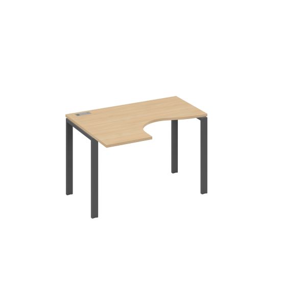 Стол левый эргономичный Классика на металлокаркасе UNO натуральный дуб / металлокаркас антрацит