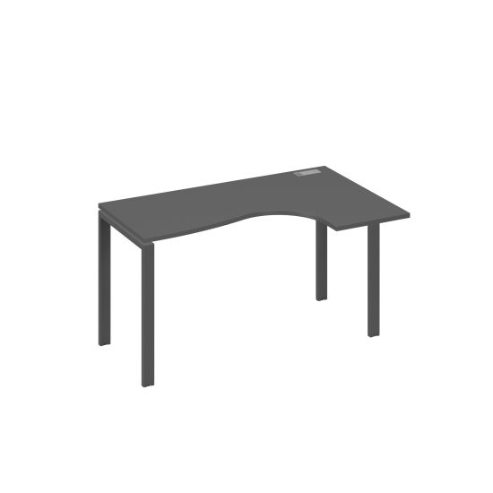 Стол правый Классика эргономичный на металлокаркасе UNO антрацит премиум / металлокаркас антрацит