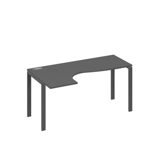 Стол эргономичный Классика на металлокаркасе UNO левый антрацит премиум / металлокаркас антрацит
