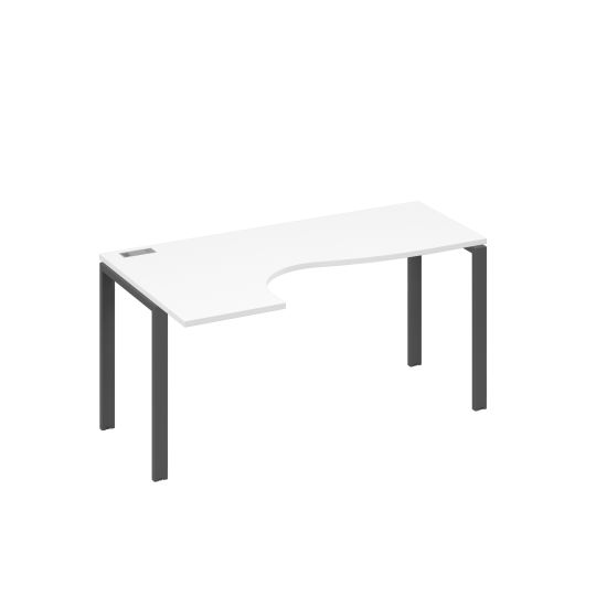 Стол эргономичный Классика на металлокаркасе UNO левый белый премиум / металлокаркас антрацит