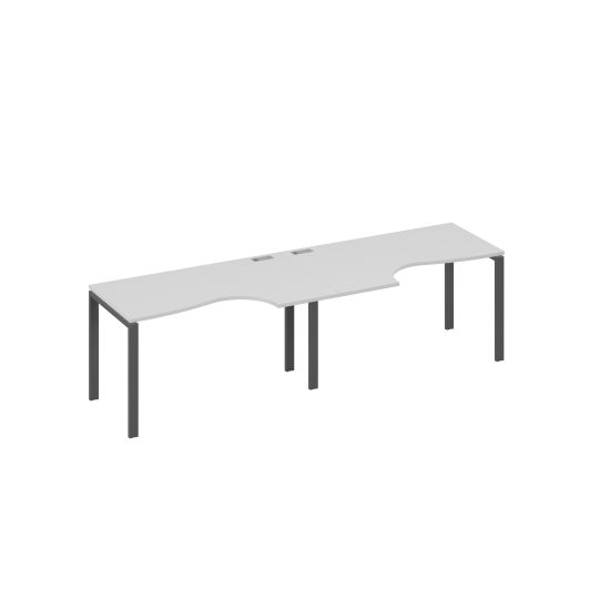 Рабочая станция столы Классика опоры UNO (2х140) серый / металлокаркас антрацит