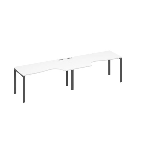 Рабочая станция столы (2х160) эргономичными Классика каркас UNO белый премиум / металлокаркас антрацит