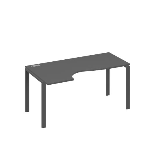 Стол эргономичный левый Классика на металлокаркасе UNO антрацит премиум / металлокаркас антрацит