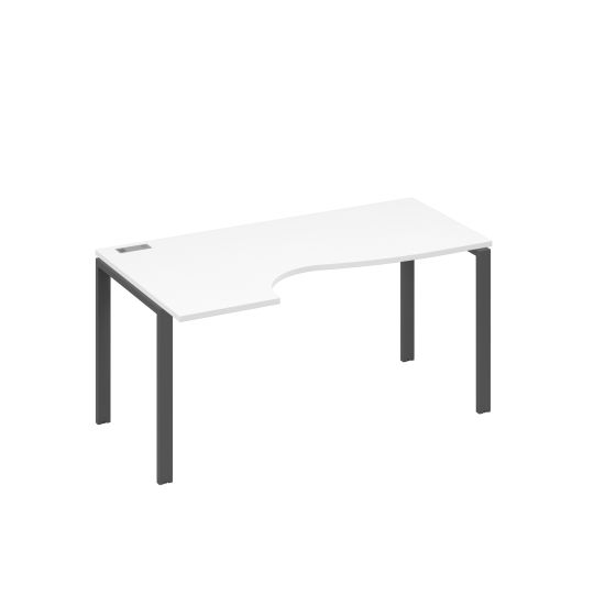 Стол эргономичный левый Классика на металлокаркасе UNO белый премиум / металлокаркас антрацит
