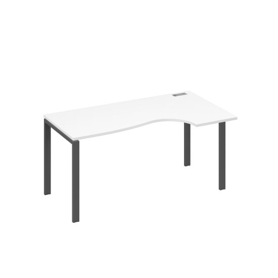 Стол на металлокаркасе UNO Классика эргономичный правый белый премиум / металлокаркас антрацит