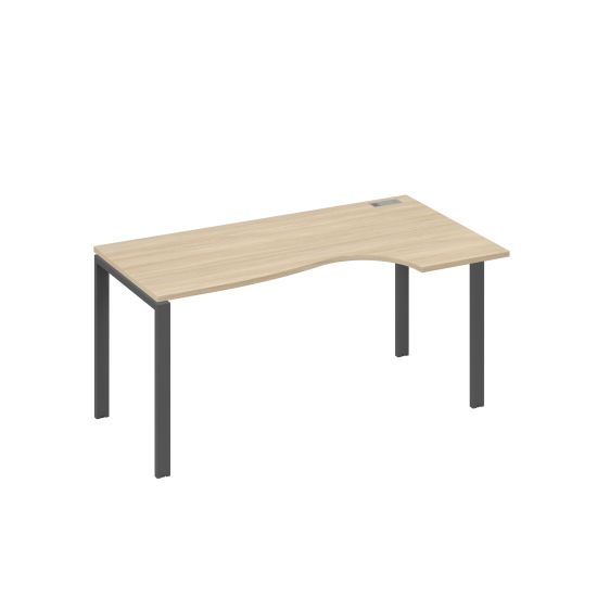 Стол на металлокаркасе UNO Классика эргономичный правый дуб скандинавский / металлокаркас антрацит