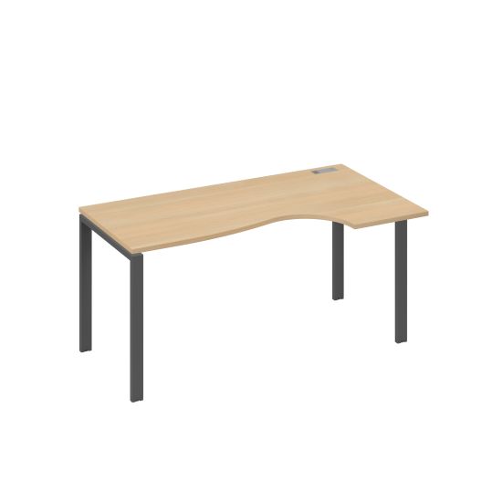 Стол на металлокаркасе UNO Классика эргономичный правый натуральный дуб / металлокаркас антрацит