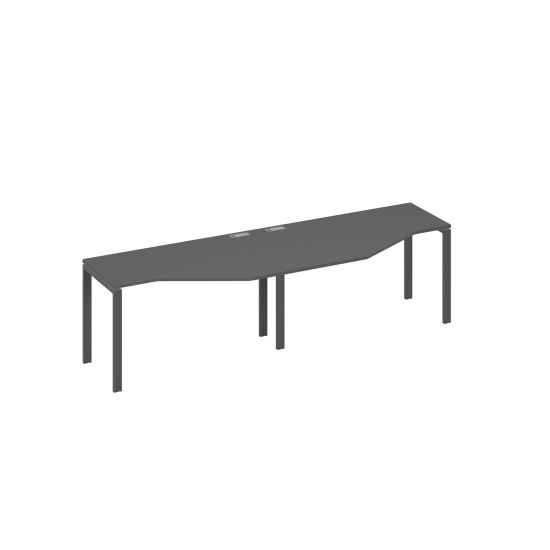 Рабочая станция столы Техно на металлокаркасе UNO (2х140) антрацит премиум / металлокаркас антрацит