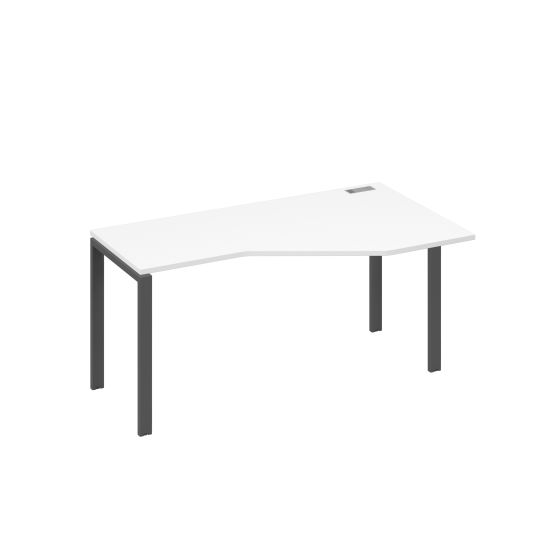 Стол Техно на металлокаркасе UNO эргономичный правый белый премиум / металлокаркас антрацит
