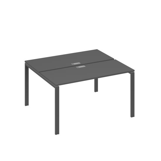Рабочая станция на каркасе UNO столы 2х140 антрацит премиум / металлокаркас антрацит