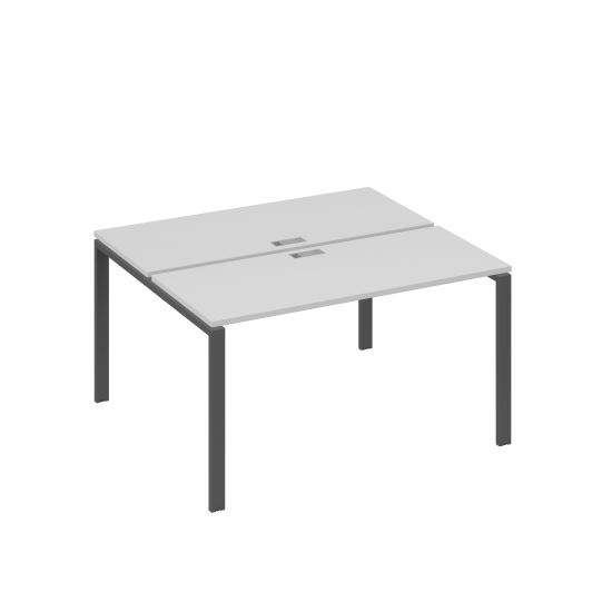 Рабочая станция на каркасе UNO столы 2х140 серый / металлокаркас антрацит