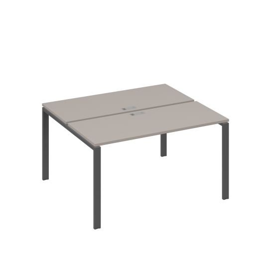 Рабочая станция на каркасе UNO столы 2х140 мокко премиум / металлокаркас антрацит
