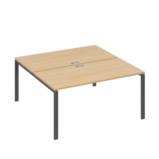 Рабочая станция опоры UNO столы 2х160 натуральный дуб / металлокаркас антрацит
