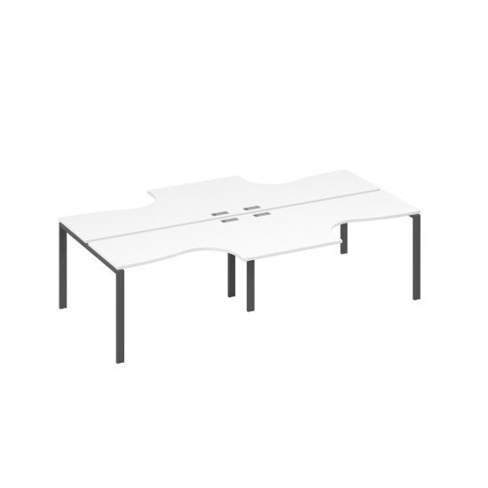 Рабочая станция столы эргономичные (4х140) Классика каркас UNO белый премиум / металлокаркас антрацит