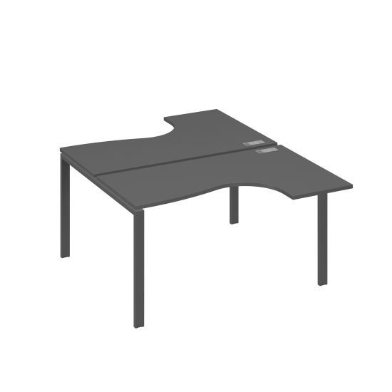 Рабочая станция (2х140) опоры UNO столы Классика антрацит премиум / металлокаркас антрацит