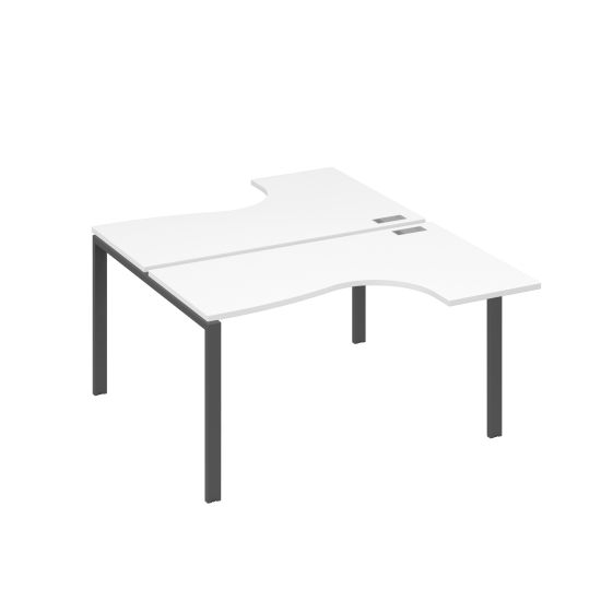 Рабочая станция (2х140) опоры UNO столы Классика белый премиум / металлокаркас антрацит