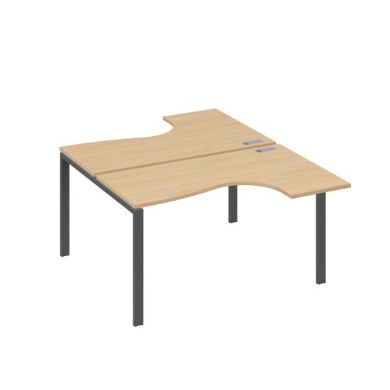 Рабочая станция (2х140) опоры UNO столы Классика натуральный дуб / металлокаркас антрацит